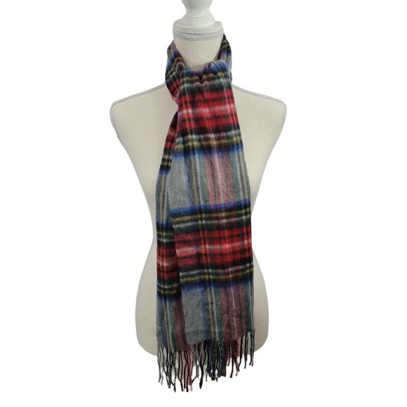 NEW L'Accessorio Italiano Mens Plaid‎ Scarf Made in Italy Fringe NWT - Picture 1 of 4